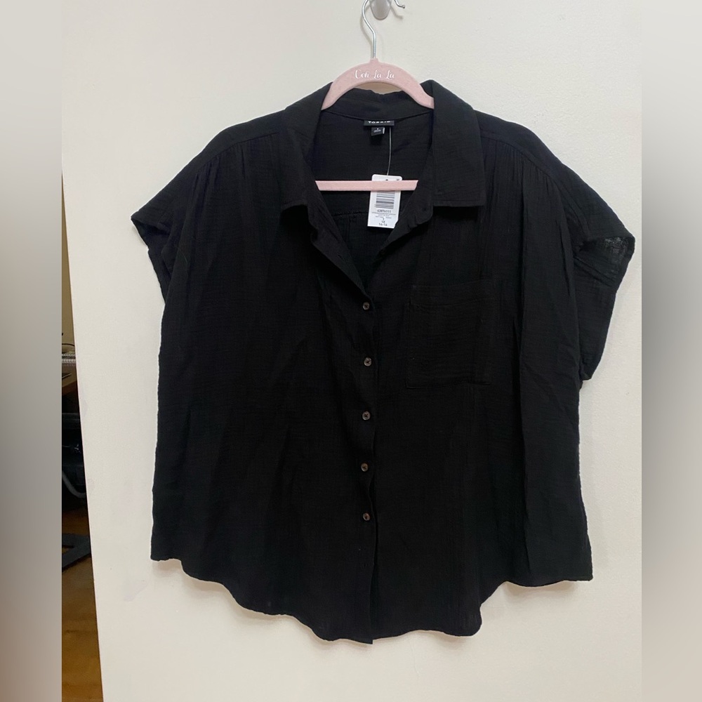 Torrid Deep Black Dolman Cotton Gauze Shirt